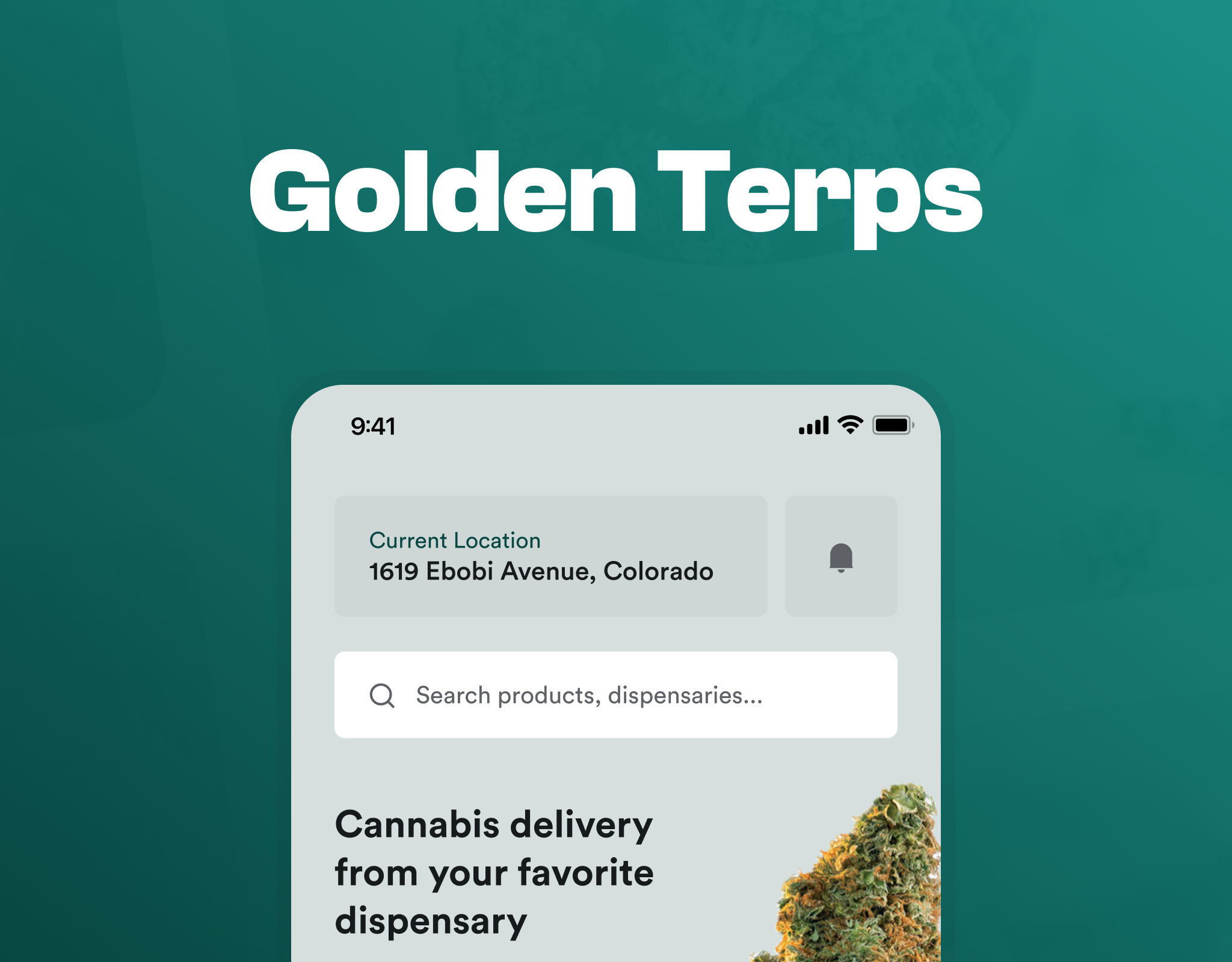 Cannabis Delivery App mobile UI design, opens in new tab